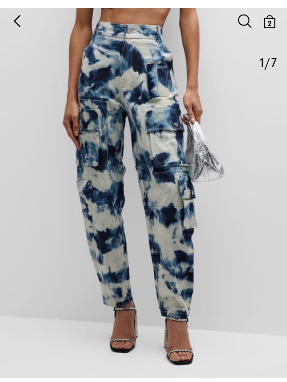 DES PHEMMES Tie-Dye Cargo Pants - Blue/White